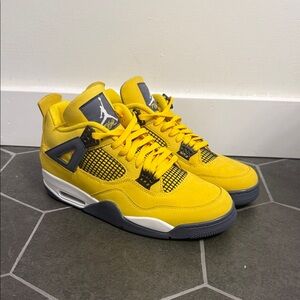 Jordan 4 Lightning Yellow and Gray Sneakers
